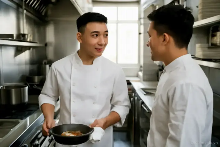 Tiếng nói trong bếp: gọi món, đáp lời và báo vị trí